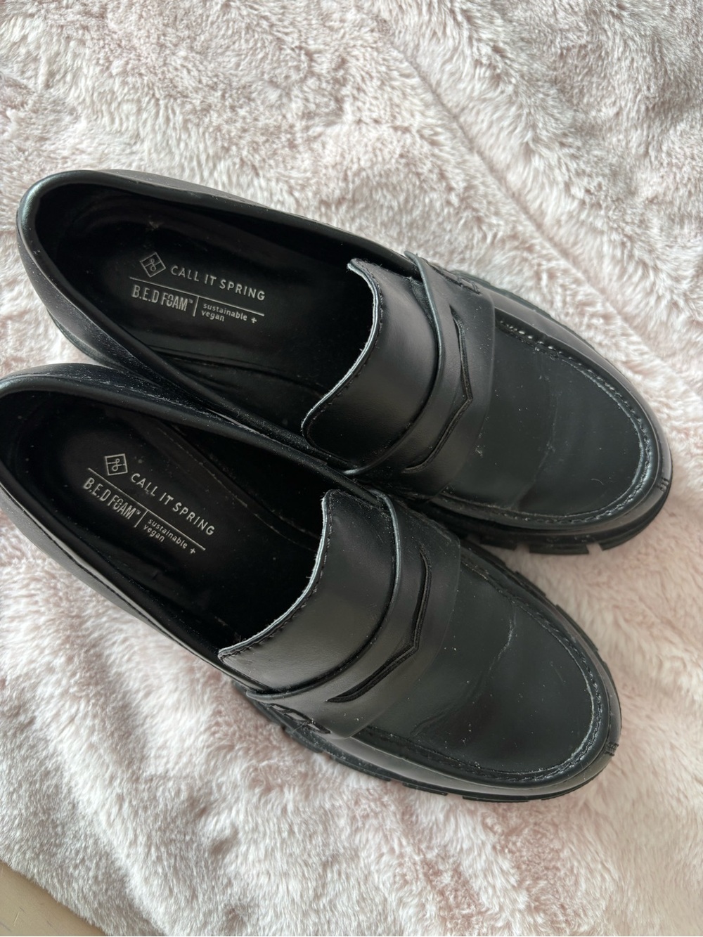 Call It Spring Black Classic Penny Loafers for women